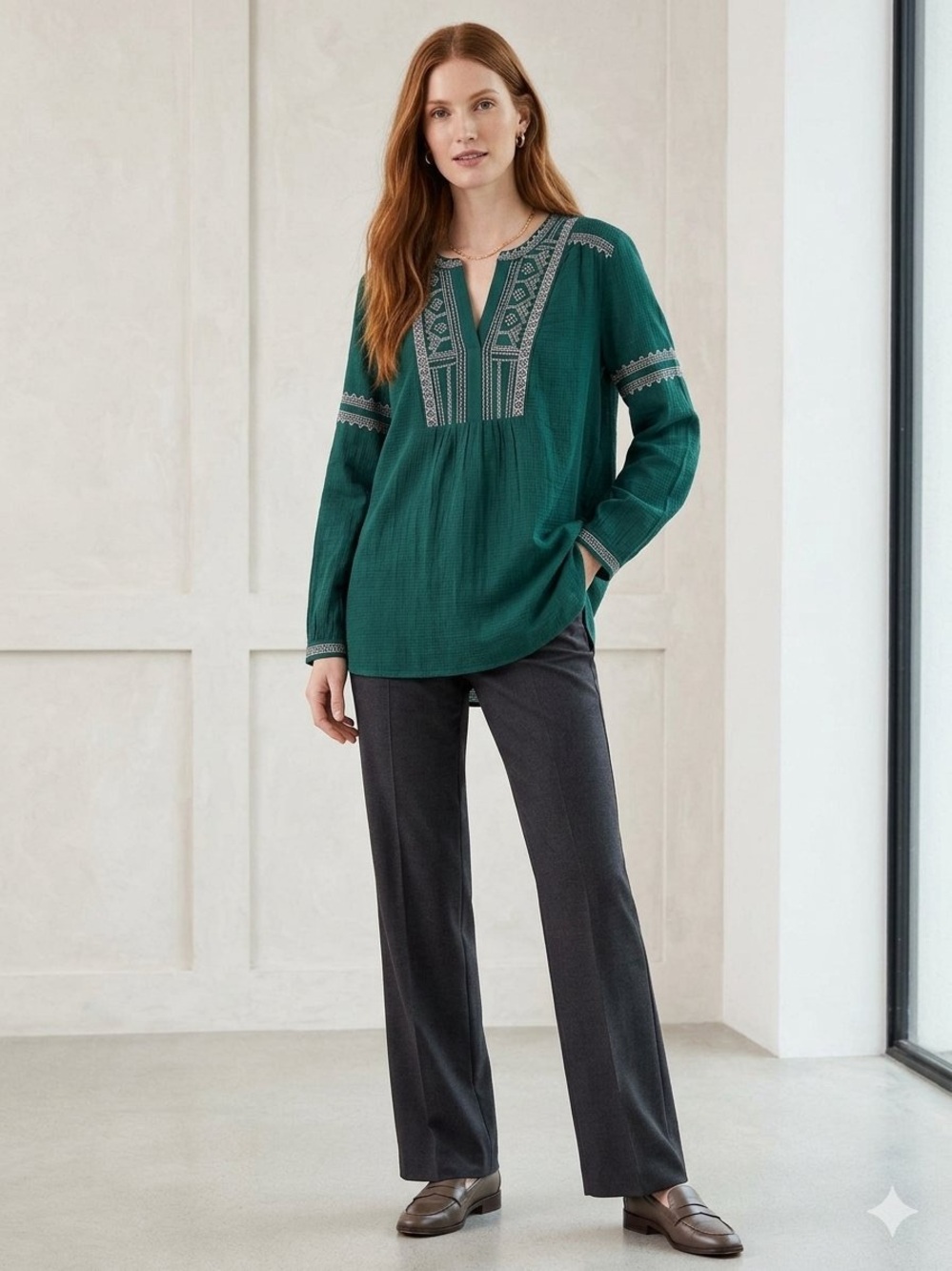 J Jill Embroidered Tunic Top
